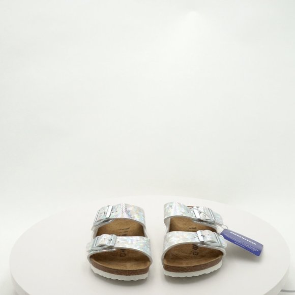 Birkenstock Arizona Birko-Flo Hologram Silver Birko-flor Sandals Size Toddler 8 - Picture 3 of 10